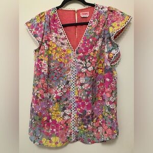 Kate Spade Floral Dots Burnout Blouse, SZ M